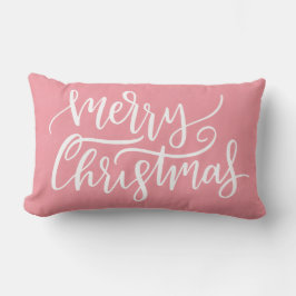 Elegant Modern Rosa God jul Calligraphy Lumbarkudde