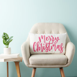 Elegant Modern Rosa God jul Calligraphy Lumbarkudde