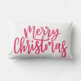 Elegant Modern Rosa God jul Calligraphy Lumbarkudde
