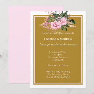ELEGANT MODERN ROSA GULD BLOMSTÄMNING BRöllops INV Inbjudningar