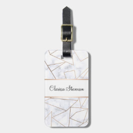 elegant modern rosa guld- geometrisk vitmarmor bagagebricka