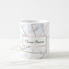 elegant modern rosa guld- geometrisk vitmarmor kaffemugg
