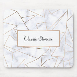 elegant modern rosa guld- geometrisk vitmarmor musmatta