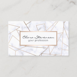 elegant modern rosa guld- geometrisk vitmarmor visitkort