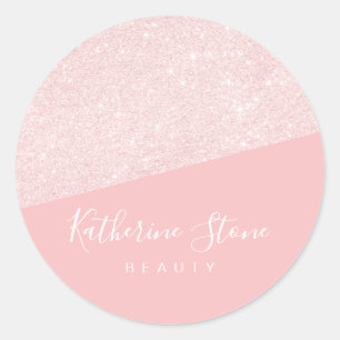 Elegant modern rosa guld glitter rosa skönhet runt klistermärke