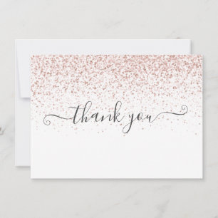Elegant Modern Rosa Guld Glitter Skript Tack Kort