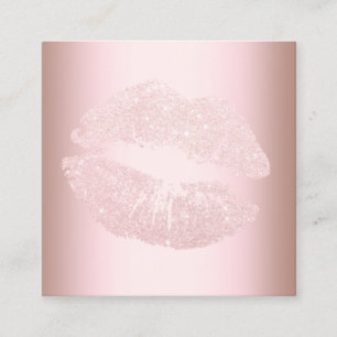 Elegant modern rosa guld- glitterläpparmakeup fyrkantigt visitkort
