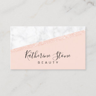 Elegant modern rosa guld- glittervitmarmor visitkort