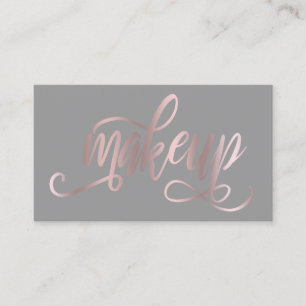 Elegant modern rosa guld- & grå färgmakeupkonstn visitkort