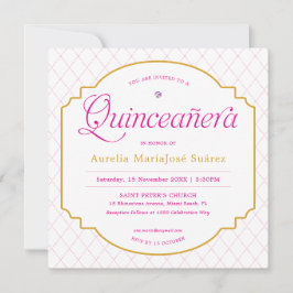 Elegant Modern Rosa Guld Quinceañera Inbjudningar
