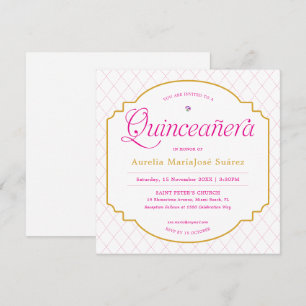 Elegant Modern Rosa Guld Quinceañera Inbjudningar