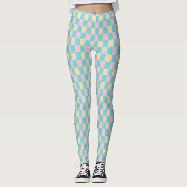 Elegant Modern Rosa Gult Blue Grönt Template Leggings (Framsida)