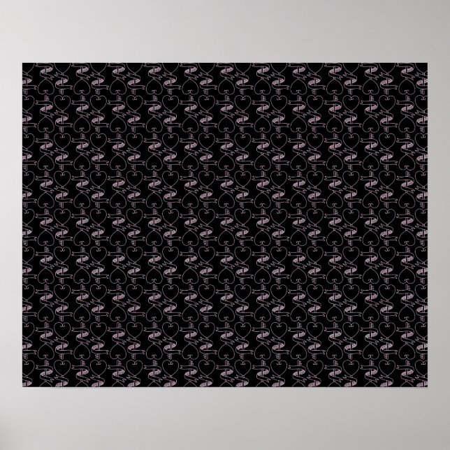 Elegant Modern Rosa Hearts och Nycklar Mönster | Poster (Framsidan)