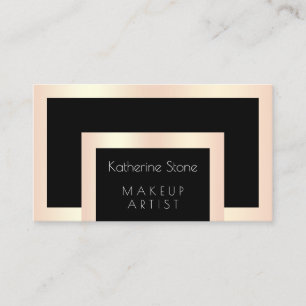 Elegant modern rosa konstnär för guldsvartmakeup visitkort