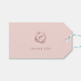 Elegant Modern Rosa Monogram Tack vid Ro Guld Presentetikett