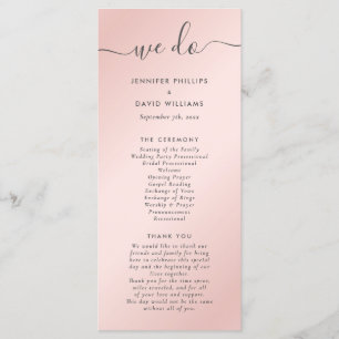 Elegant Modern Rosa och Grått Bröllop Program