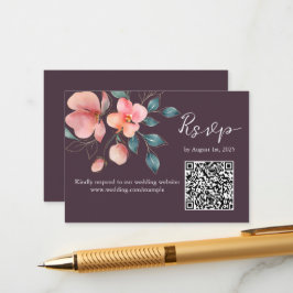 Elegant Modern Rosa och Guld Blommigt QR-OSA Tilläggskort