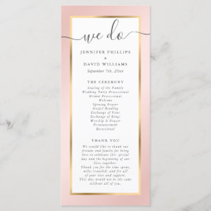 Elegant Modern Rosa och Guld Bröllop Program