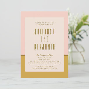 Elegant Modern Rosa och senap Geometric Bröllop Inbjudningar