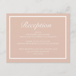Elegant Modern Rosa och Vit Bröllopsmottagning Tilläggskort
