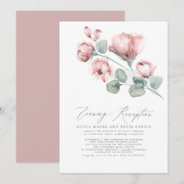 Elegant Modern Rosa ros Blommigt kvällsmottagning Inbjudningar