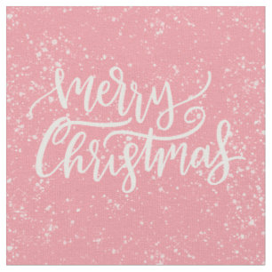 Elegant Modern Rosa Snowy God jul skript Tyg