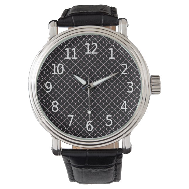 Elegant Modern Rosa Staket Kedja Mönster | Armbandsur (Framsida)