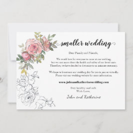 Elegant Modern Rosafärgad Blommig Mindre Bröllop Meddelande