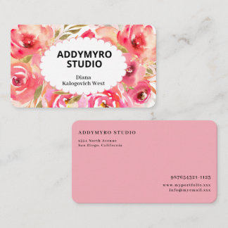 Elegant Modern Rose Floral Business Card Visitkort