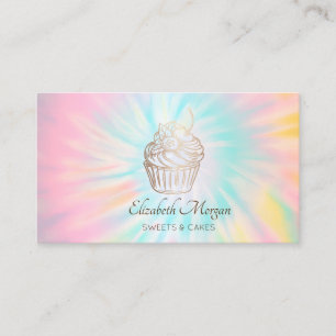 Elegant Modern, Rose Gold Cupcake Tie Dye Visitkort
