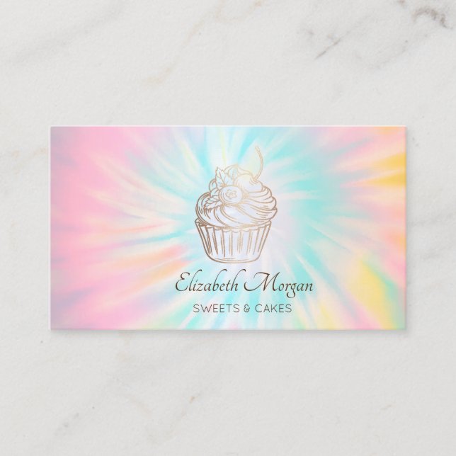 Elegant Modern, Rose Gold Cupcake Tie Dye Visitkort (Framsida)
