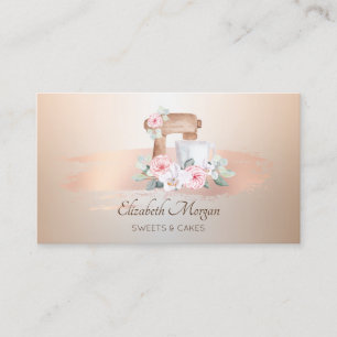 Elegant Modern, Rose Guld Penseldrag Mixer Blomma Visitkort