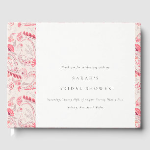 Elegant Modern Rosé Paisley Typografi Bröllopsdusc Gästböcker