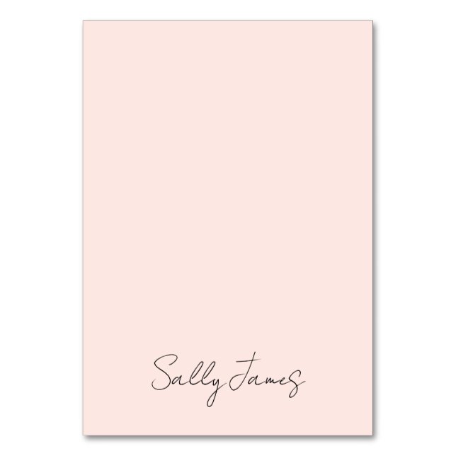 Elegant Modern Rosé Signatur Namn Bordsnummer (Framsidan)