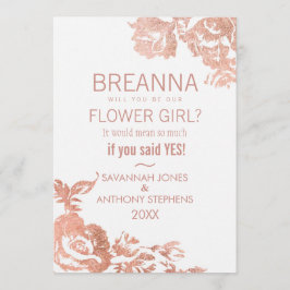 Elegant Modern Roséguld Blomma Flower Girl Inbjudningar