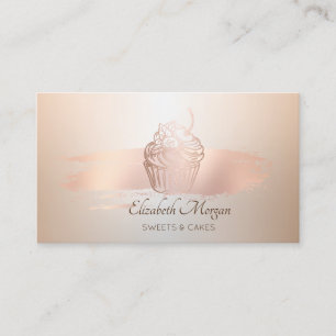 Elegant Modern, Roséguld Penseldrag Cupcake Visitkort