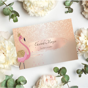 Elegant Modern, Roséguld Penseldrag, Flamingo Visitkort