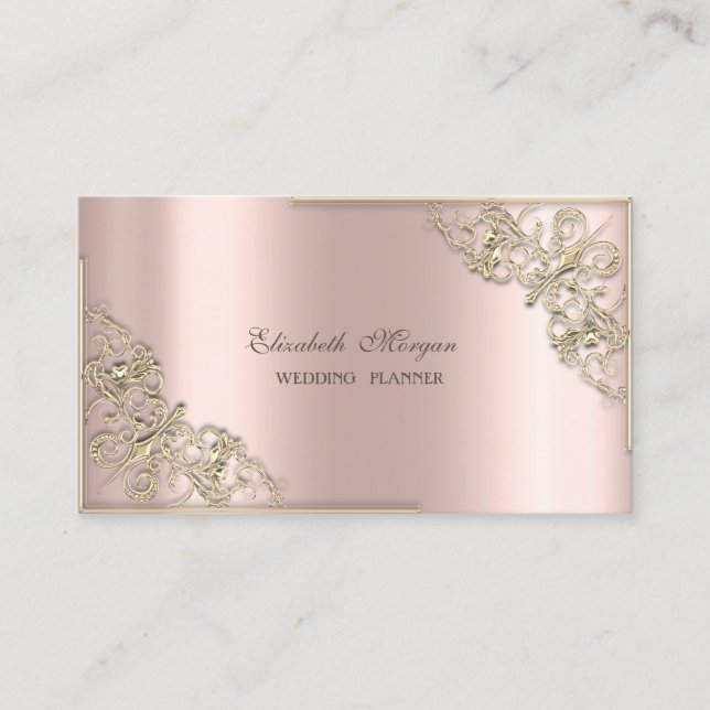 Elegant Modern, Rosen Guld, Guld Ram Visitkort (Framsida)