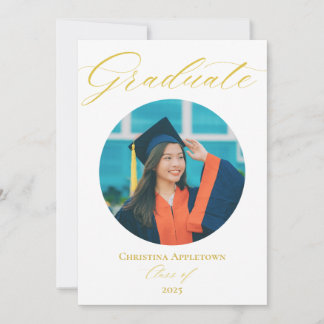Elegant Modern Round Photo Studenten Inbjudningar