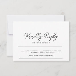 Elegant modern RSVP-kort med delikat skrift Tack Kort