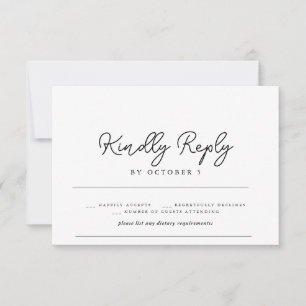 Elegant modern RSVP-kort med delikat skrift Tack Kort