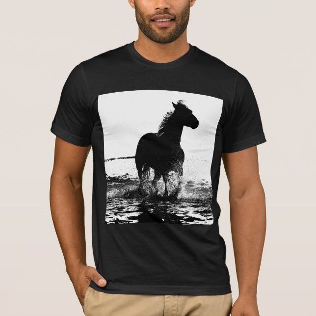Elegant Modern Running Horse Pop Art-mall T Shirt (Framsida)