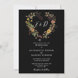 Elegant Modern Rustic Blommigt QR-kod Bröllop Inbjudningar
