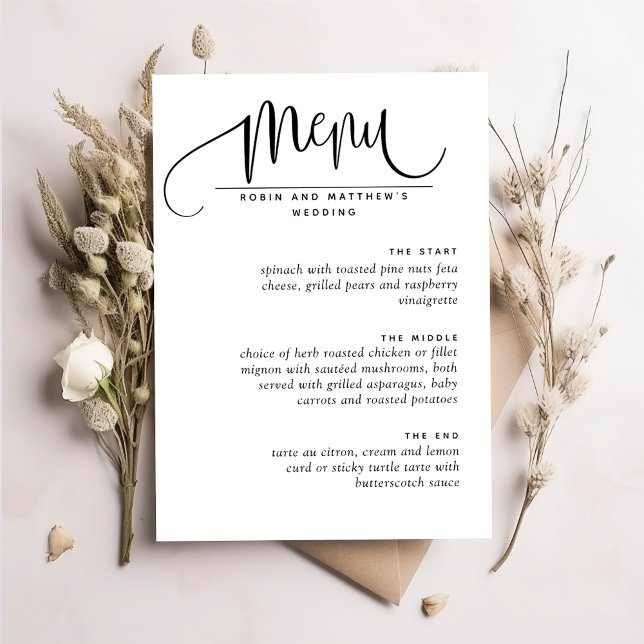Elegant Modern Rustic Menu, skript Kraft Meny (Skapare uppladdad)