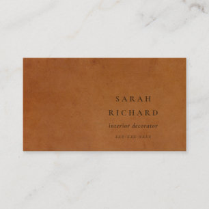 Elegant Modern Rustic Tan Leather Struktur Anpassn Visitkort