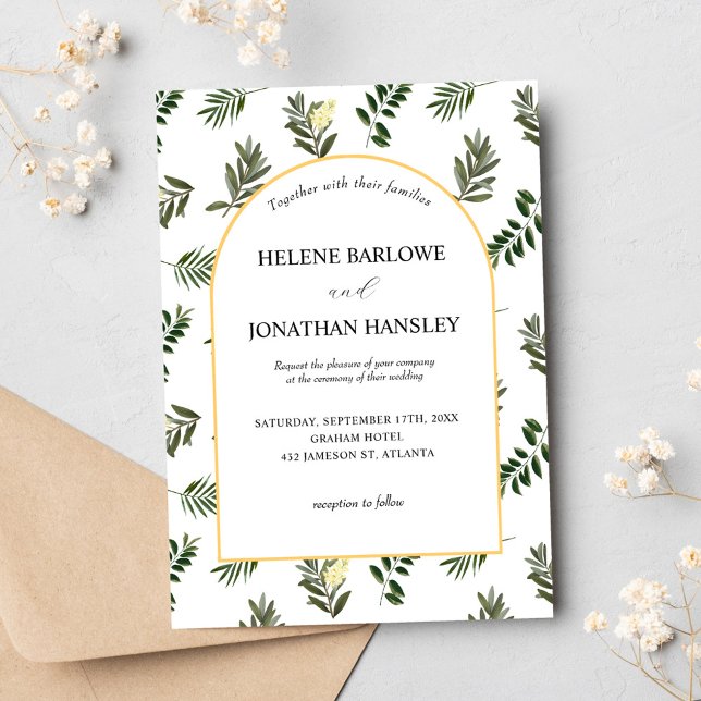 Elegant Modern Rustic Watercolor Botanical Bröllop Inbjudningar (Elegant Modern Rustic Watercolor Botanical Wedding Invitation)