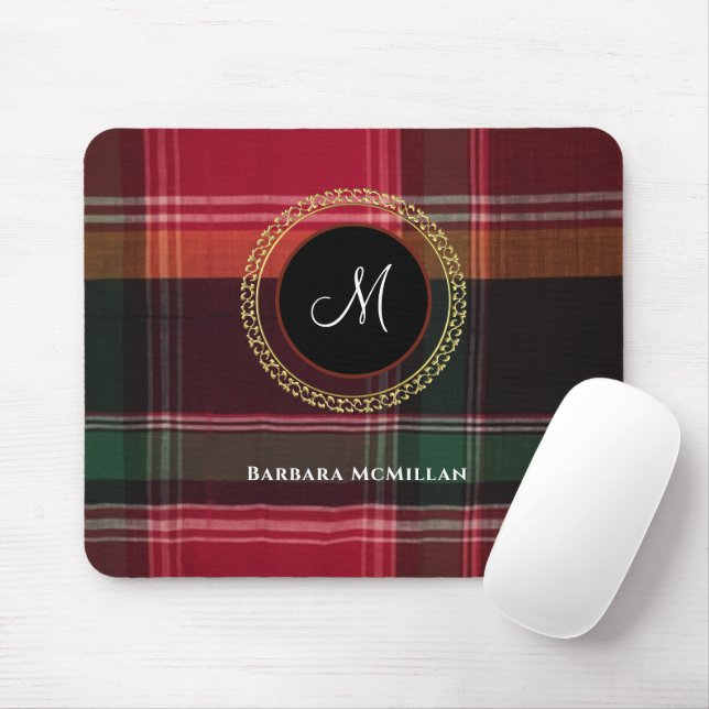 Elegant Modern Rutig Madras Personalisera Musmatta (Med mus)