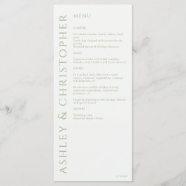 Elegant Modern Sage Grönt Bröllop Meny