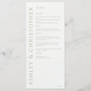 Elegant Modern Sage Grönt Bröllop Meny