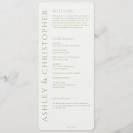 Elegant Modern Sage Grönt Bröllop Program